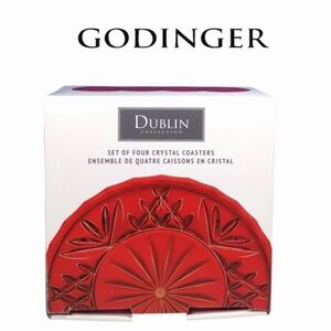 GODINGER Set of 4 Dublin Red Crystal Coasters for Drinks and Coffee Table